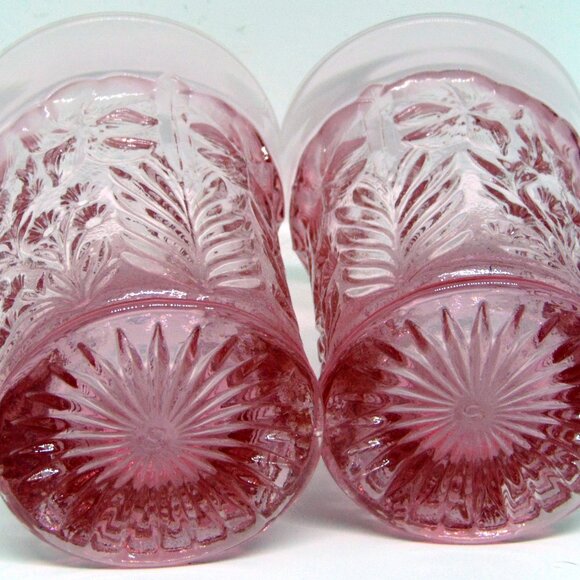 2 L.E. Smith Dark Pink Dogwood with Tiger Lilies Tumblers Great Condition - Picture 4 of 4